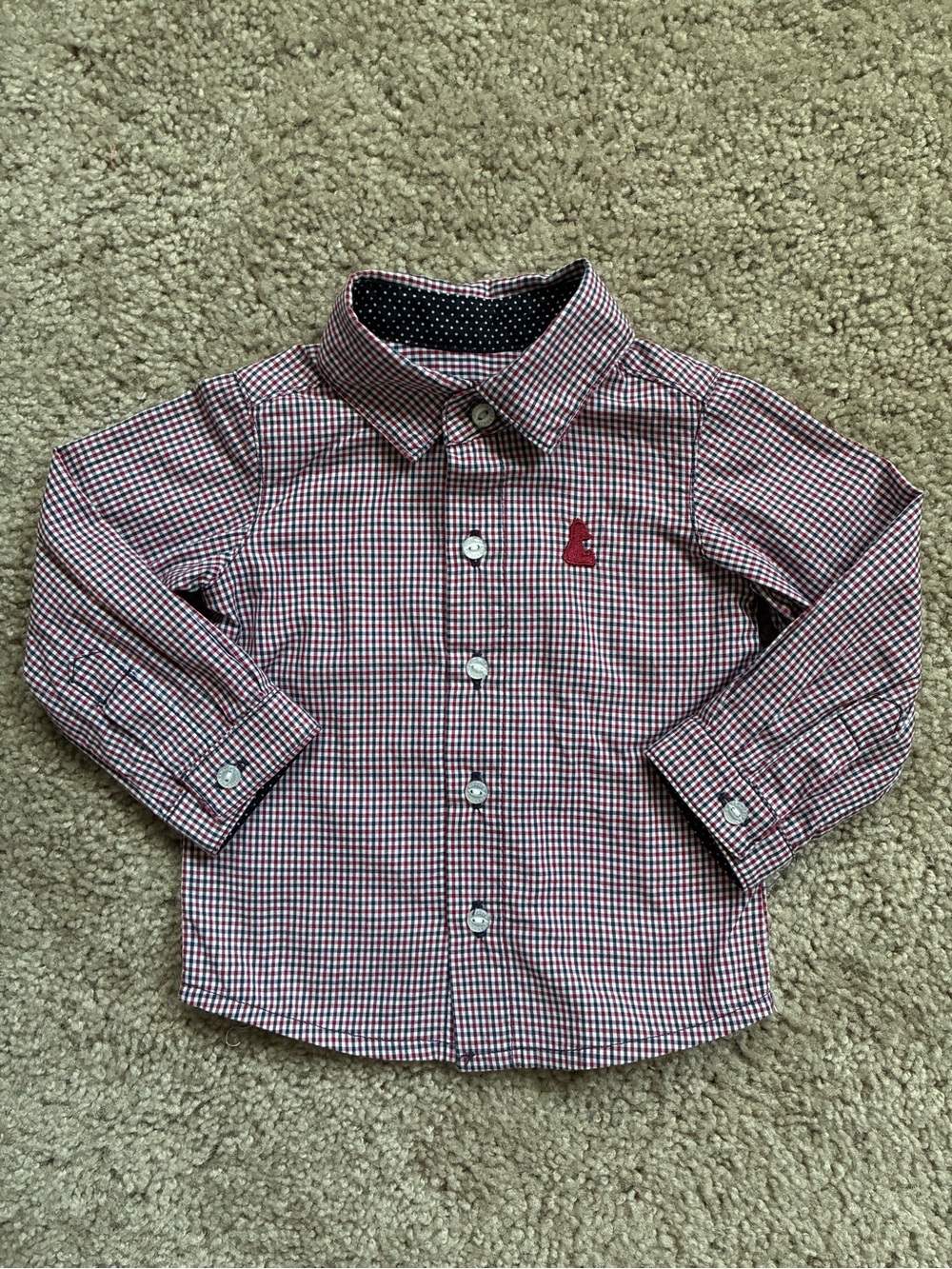 Molly & Frankie Made in Canada Red and Navy Plaid Button-Down Shirt 100% Cotton